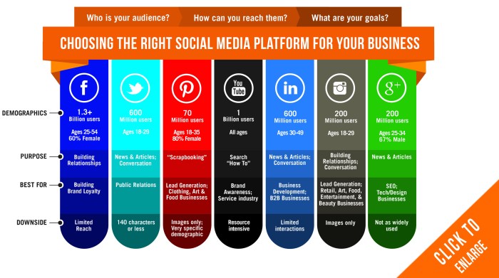 Social business marketing platform audience platforms key strategy elements right effective which facebook channel digital development different infographic online companies