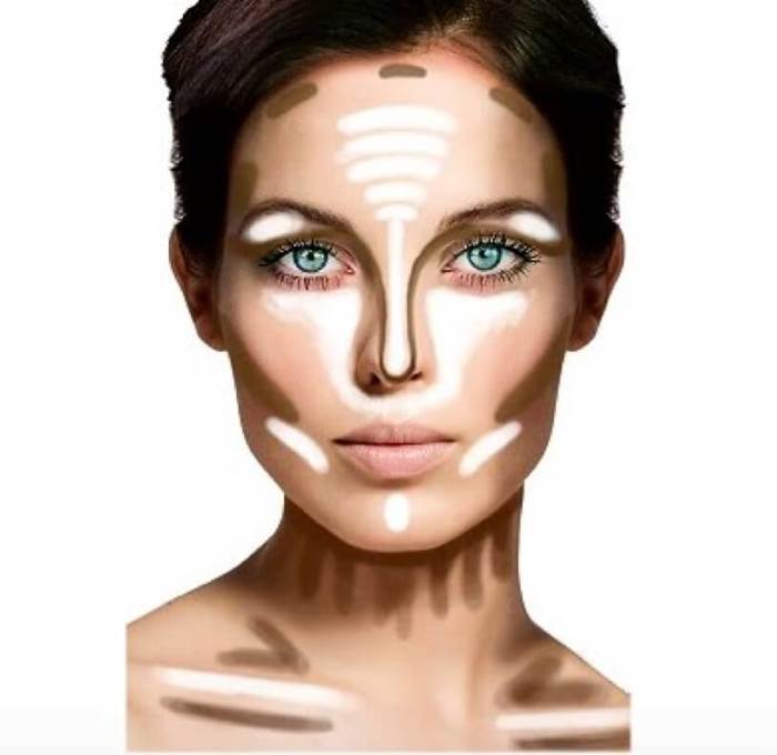 Face contour lines highlighting